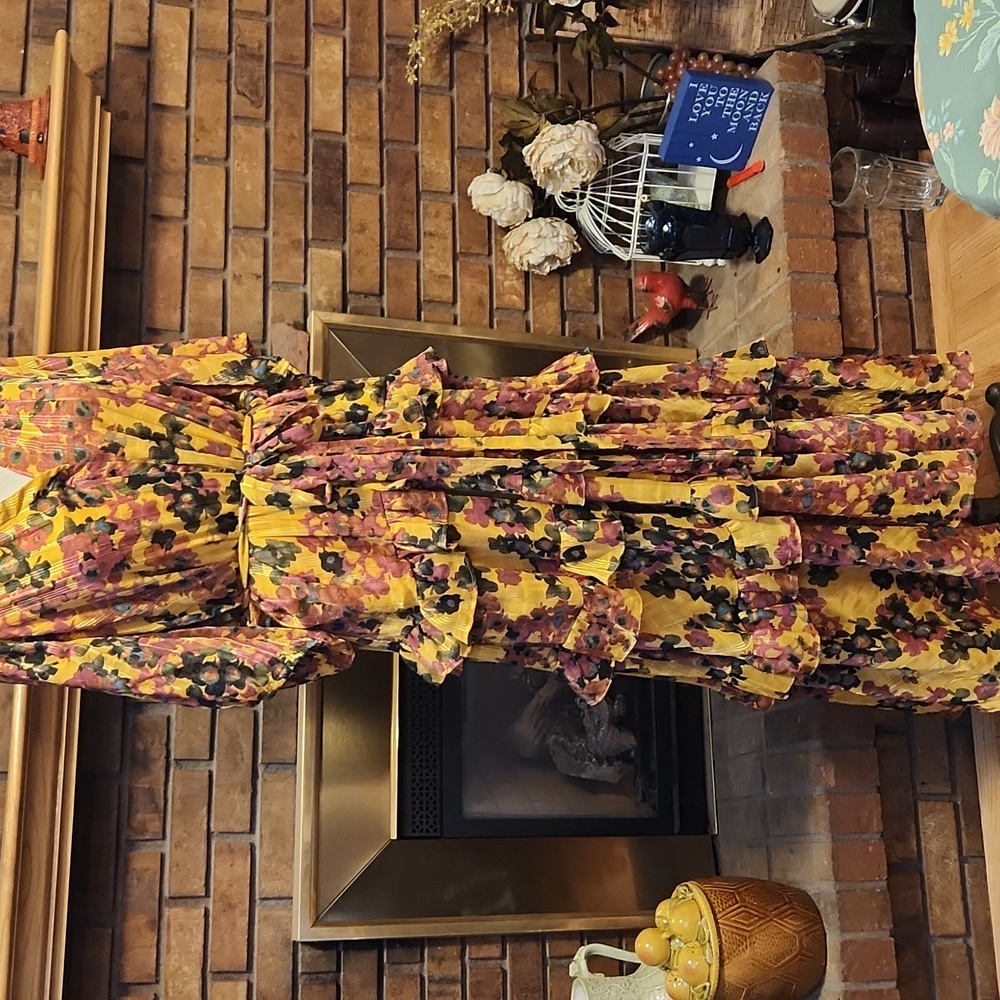 Taylor Woman Plus Size Tiered Maxi Chiffon Dress Marigold 18W Floral